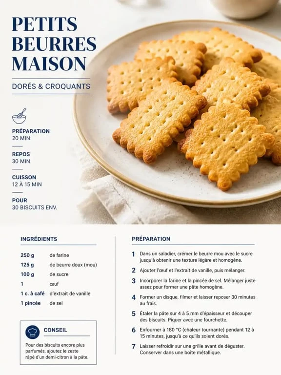 Petits beurres maison dorés et croquants sur une assiette