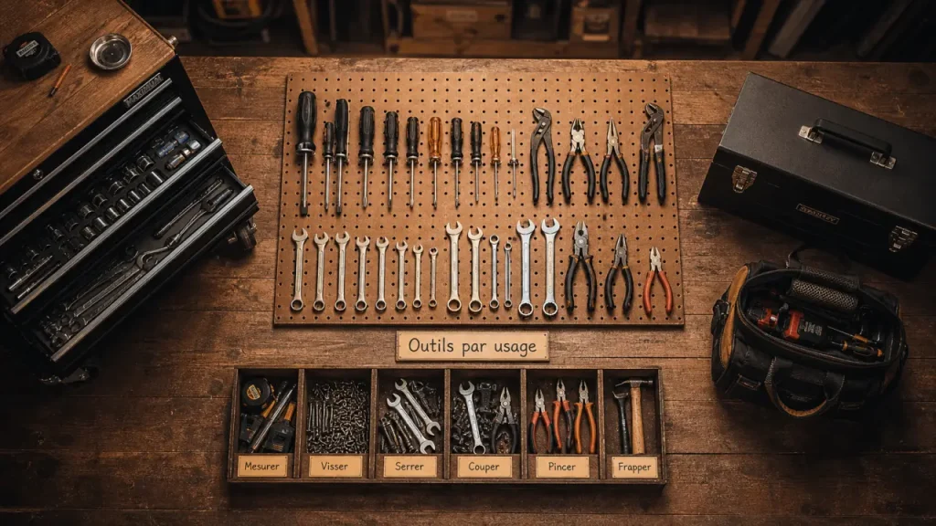 Rangement outil : servante, armoire et panneau mural pour outils en atelier
