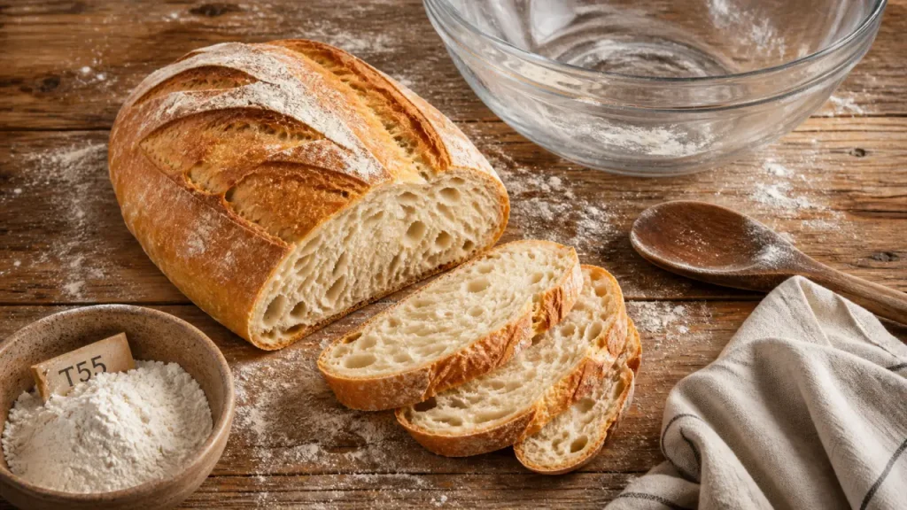 Recette pain maison facile : pain 500 g, 2 levées, mie alvéolée