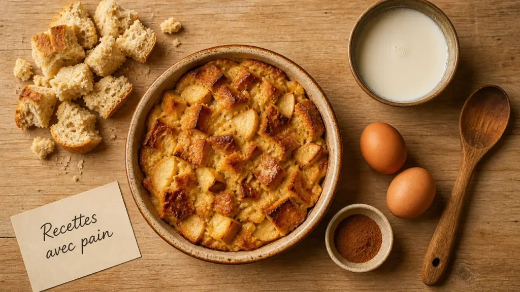 Recettes avec pain rassis : pudding aux pommes et ingrédients