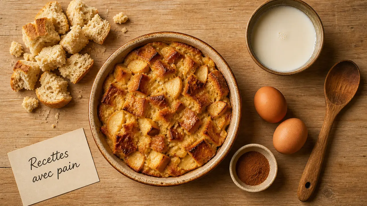 Recettes avec pain rassis : pudding aux pommes et ingrédients