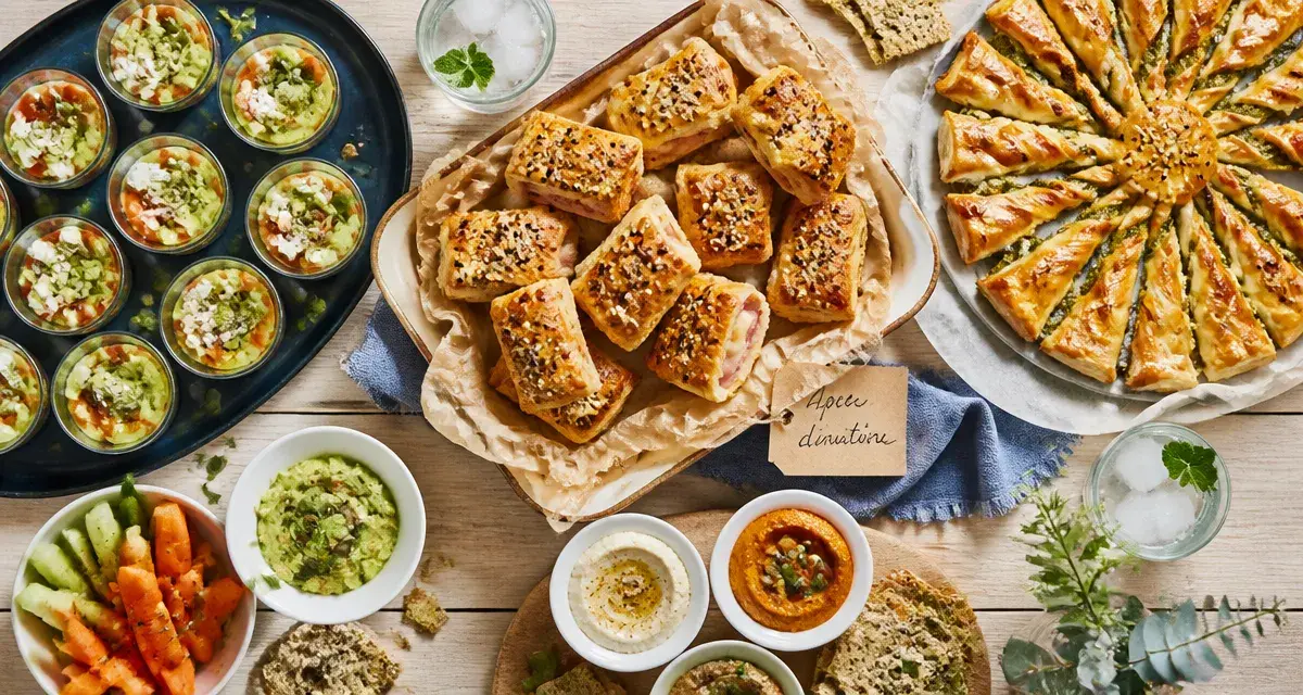 Apéro dinatoire : buffet gourmand dînatoire, verrines et feuilletés