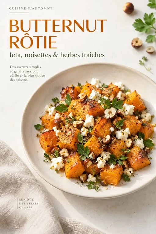 Recette butternut rôtie au four avec feta et noisettes