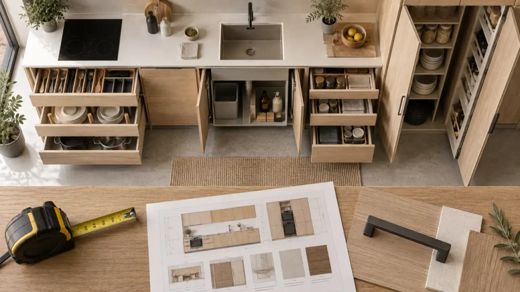 Meuble cuisine gain de place sans gêner la circulation