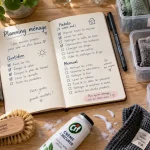 Planning menage 15 minutes par jour, carnet et cases cochées