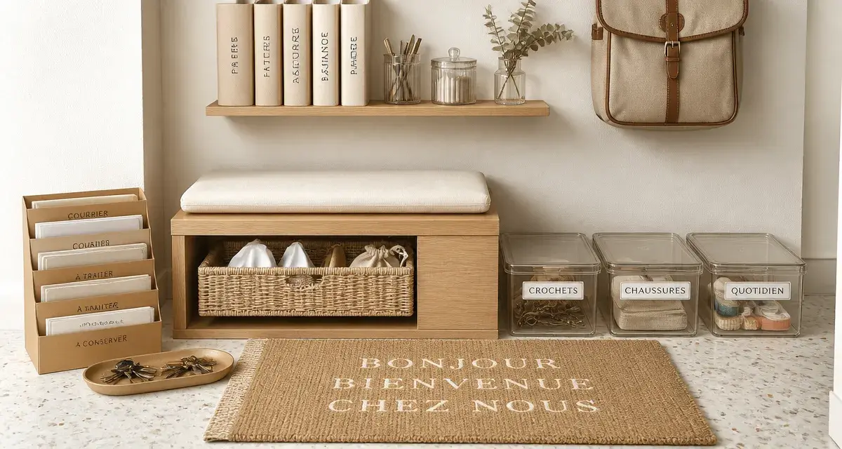 rangement maison entrée organisée : clés et chaussures
