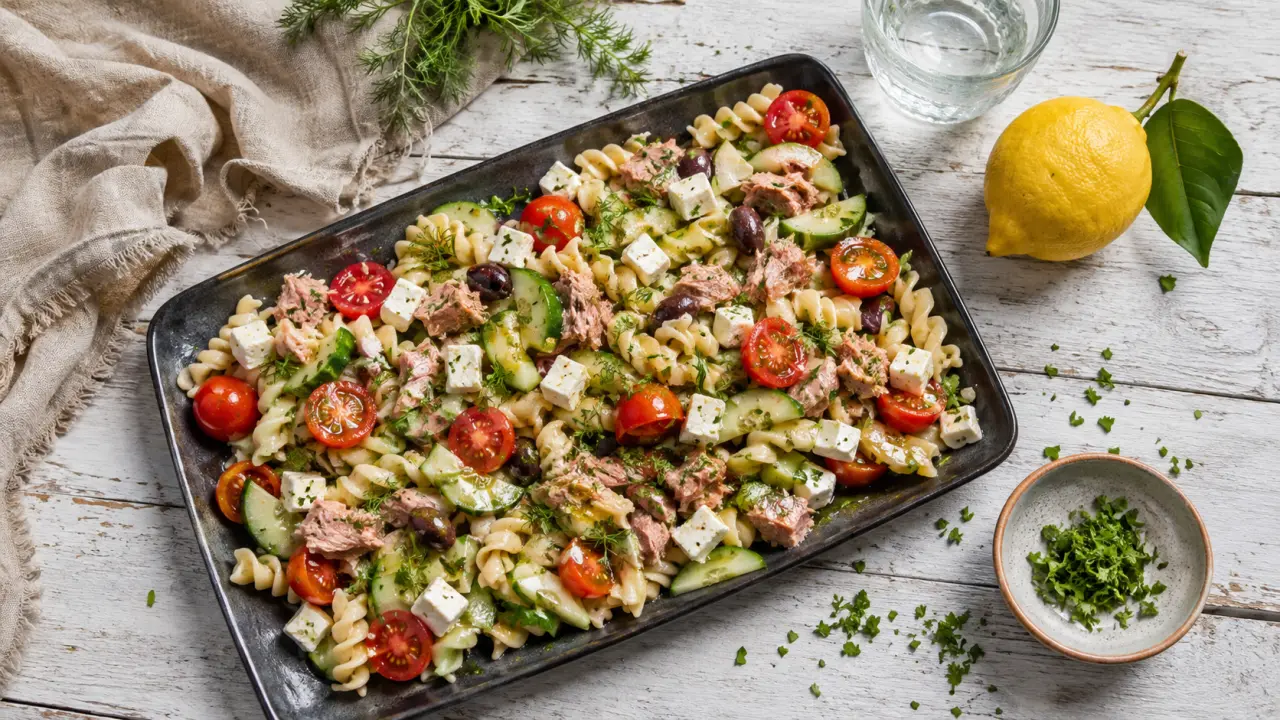 salade ete fraîche prête à servir avec thon, feta et citron