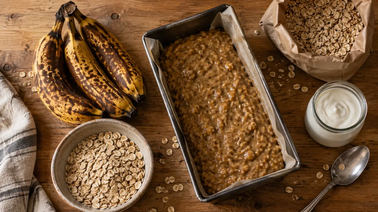 Gâteau banane flocon d'avoine : pâte aux bananes très mûres et flocons d'avoine